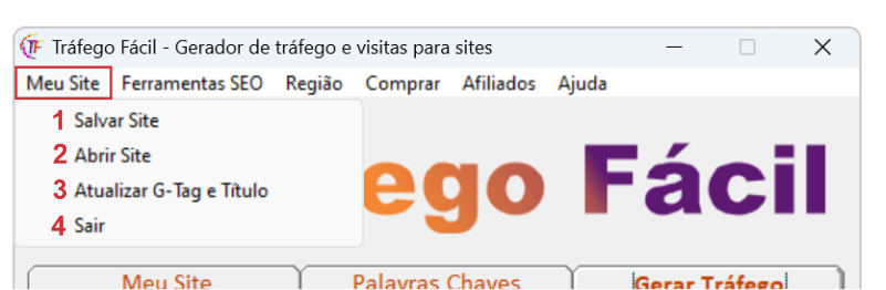 Menu Site do programa