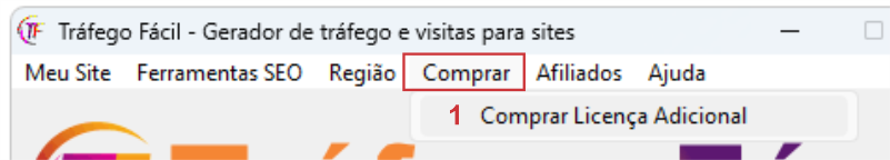 Menu Comprar do programa